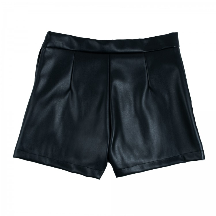 MSGM Pantaloncino corto ecopelle nero bambina