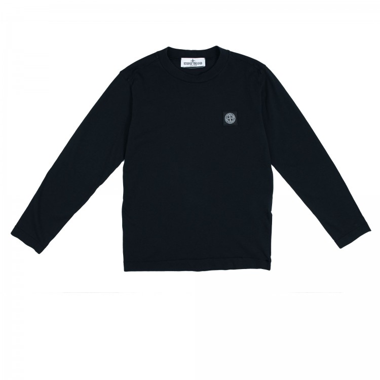 STONE ISLAND t-shirt nera paricollo per bambini