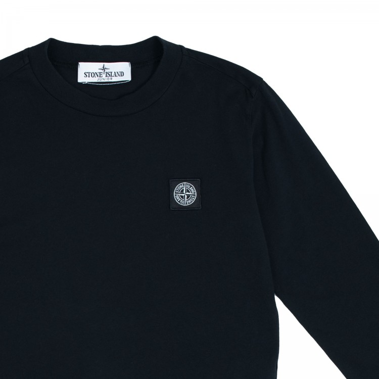 STONE ISLAND t-shirt nera paricollo per bambini