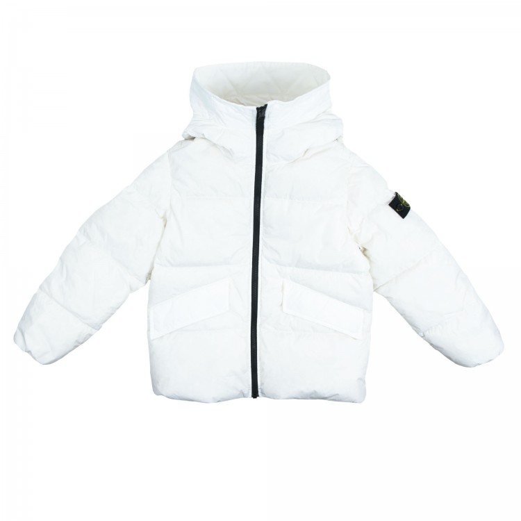 STONE ISLAND Giubbotto imbottito bianco bambino