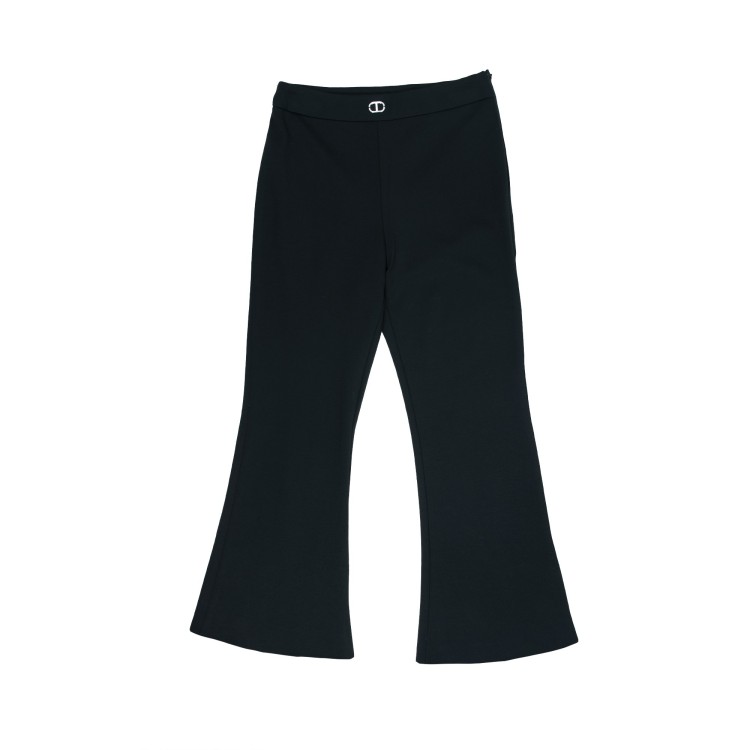 TWIN-SET Pantalone zampa nero bambina