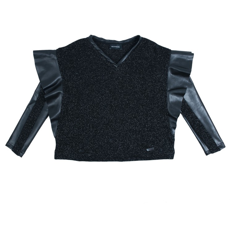 MONNALISA T-shirt con manicotti nera bambina