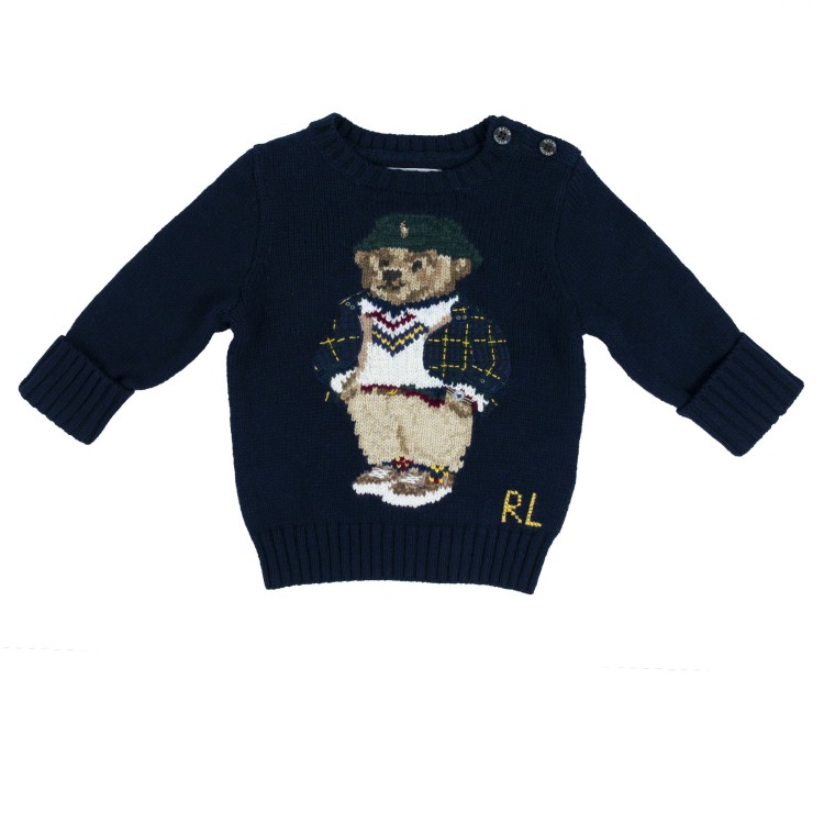 RALPH LAUREN Maglione caldo cotone blu neonato