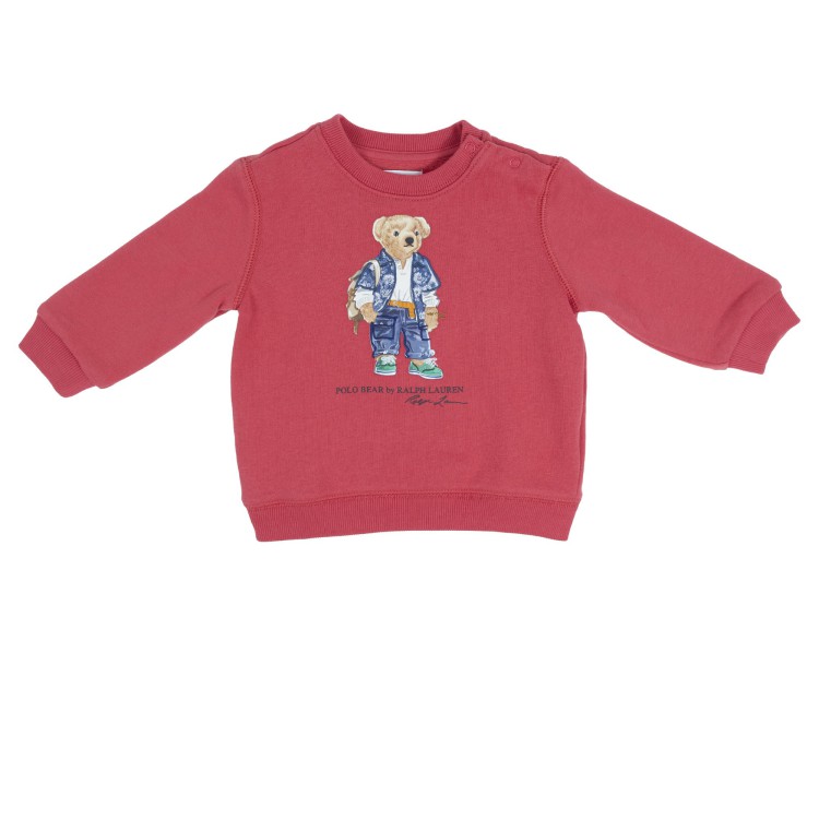 RALPH LAUREN Felpa girocollo rossa neonato