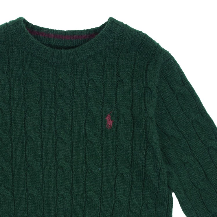 RALPH LAUREN Maglione a trecce verde bambino