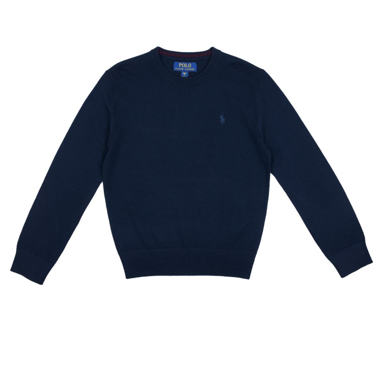 RALPH LAUREN Maglioncino girocollo blu bambino