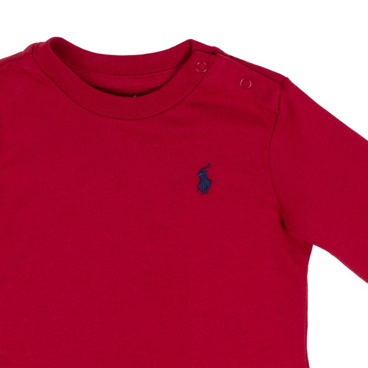 RALPH LAUREN T-shirt manica lunga rossa neonato
