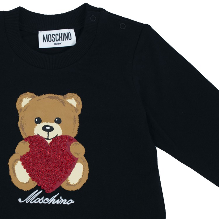 MOSCHINO T-shirt manica lunga stampata nera neonata