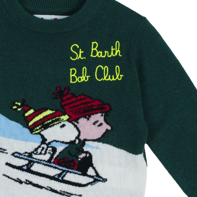 SAINT BARTH Maglione verde panna bambino