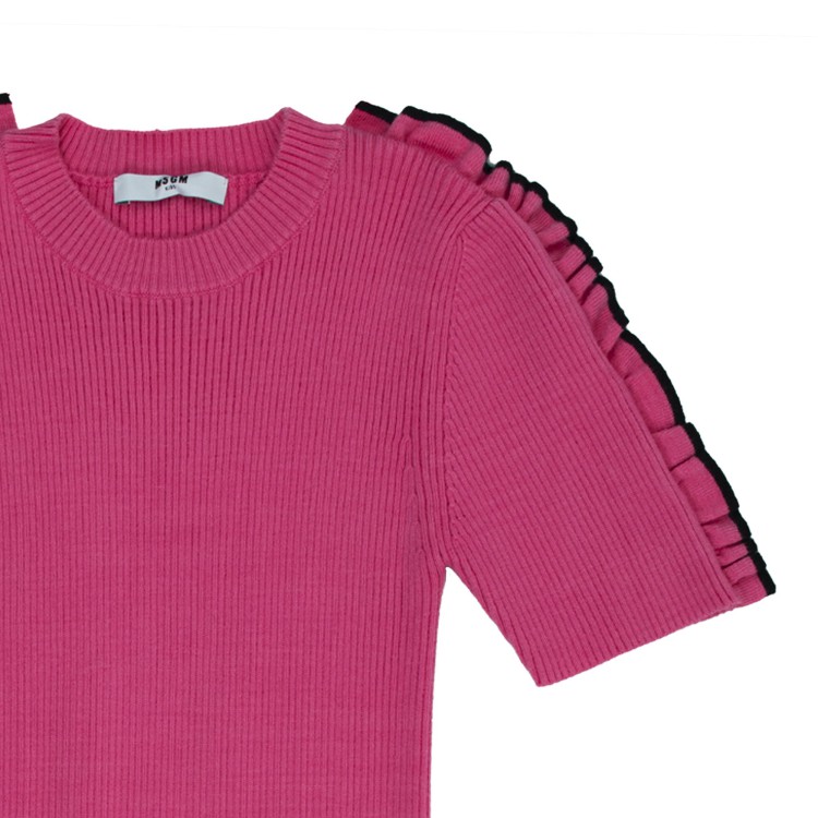 MSGM Abito costine rosa pesca bambina