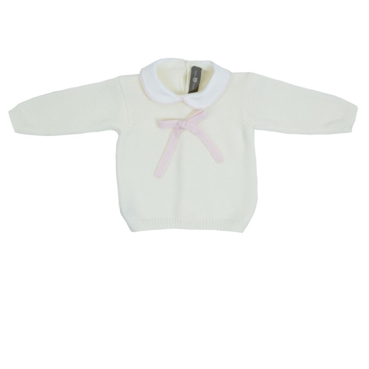 LITTLE BEAR Maglia in lana Latte/Cipria neonata