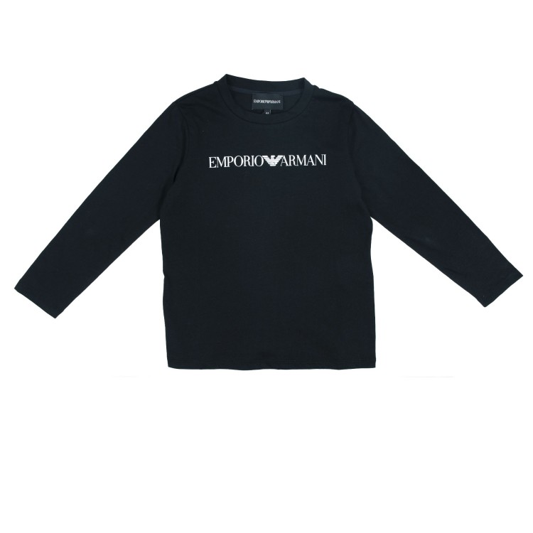 EMPORIO ARMANI T-shirt con logo maniche lunghe nero bambino