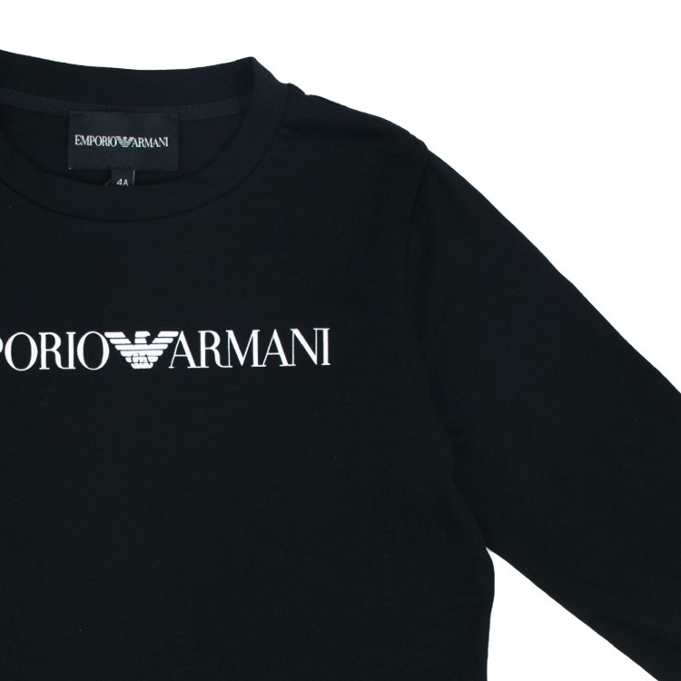 EMPORIO ARMANI T-shirt con logo maniche lunghe nero bambino