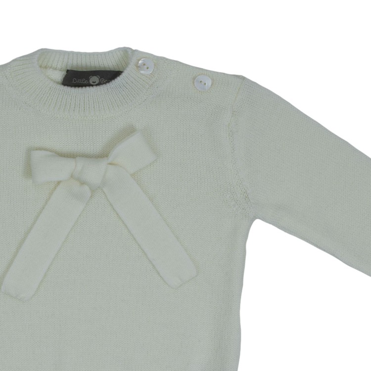 LITTLE BEAR  Paricollo in maglia panna neonati