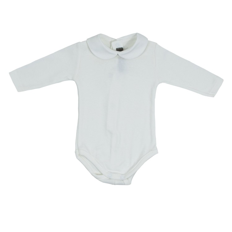 LITTLE BEAR Body in caldo cotone color latte con colletto in cotone neonati