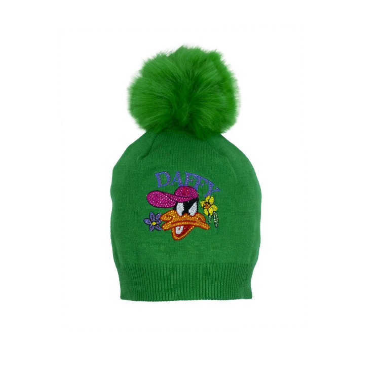 MONNALISA Cappello lana con ponpon verde bambina