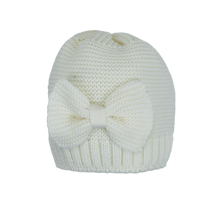 CATYA Cappello lana con fiocco panna neonata