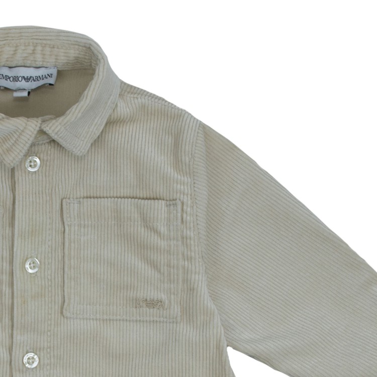 EMPORIO ARMANI Camicia velluto beige neonato