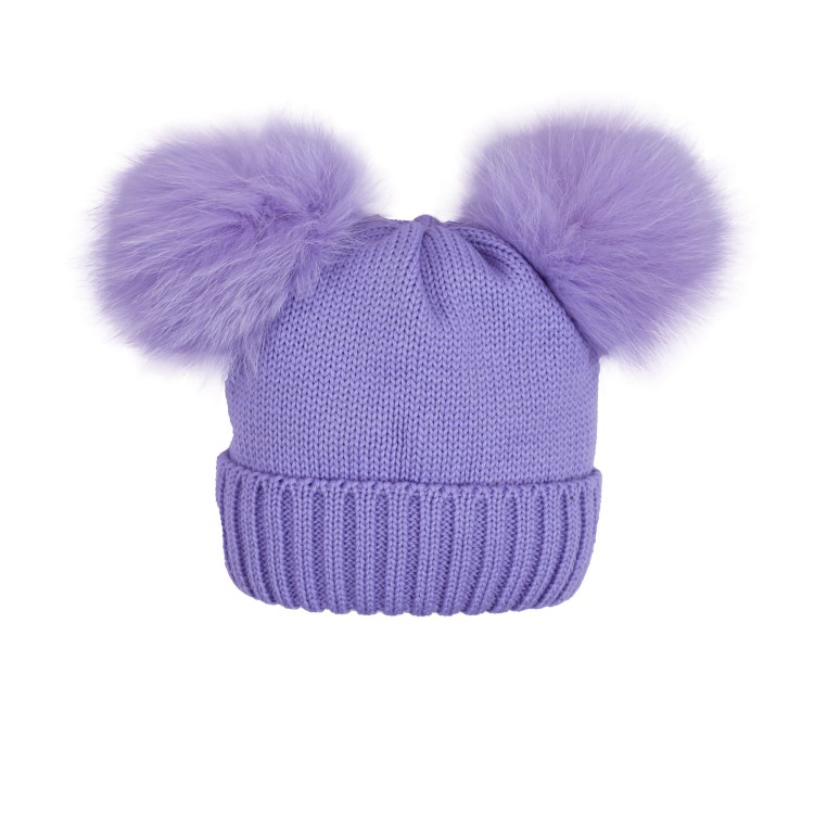 CATYA Cappello di lana lilla con doppio pon pon bambina