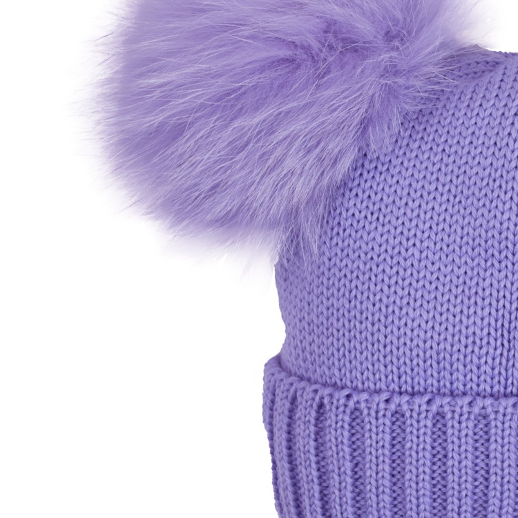 CATYA Cappello di lana lilla con doppio pon pon bambina