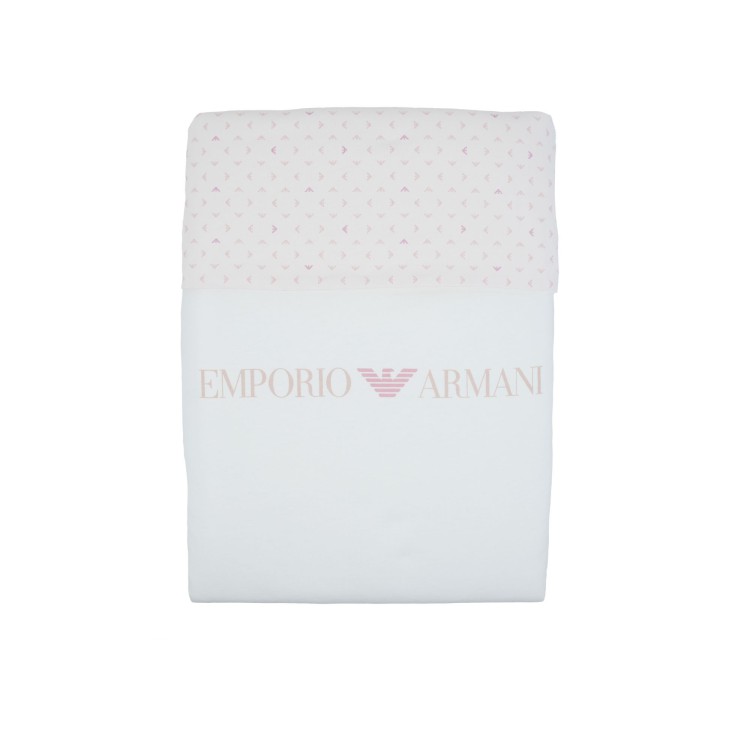 EMPORIO ARMANI Coperta imbottita double face panna rosa neonata