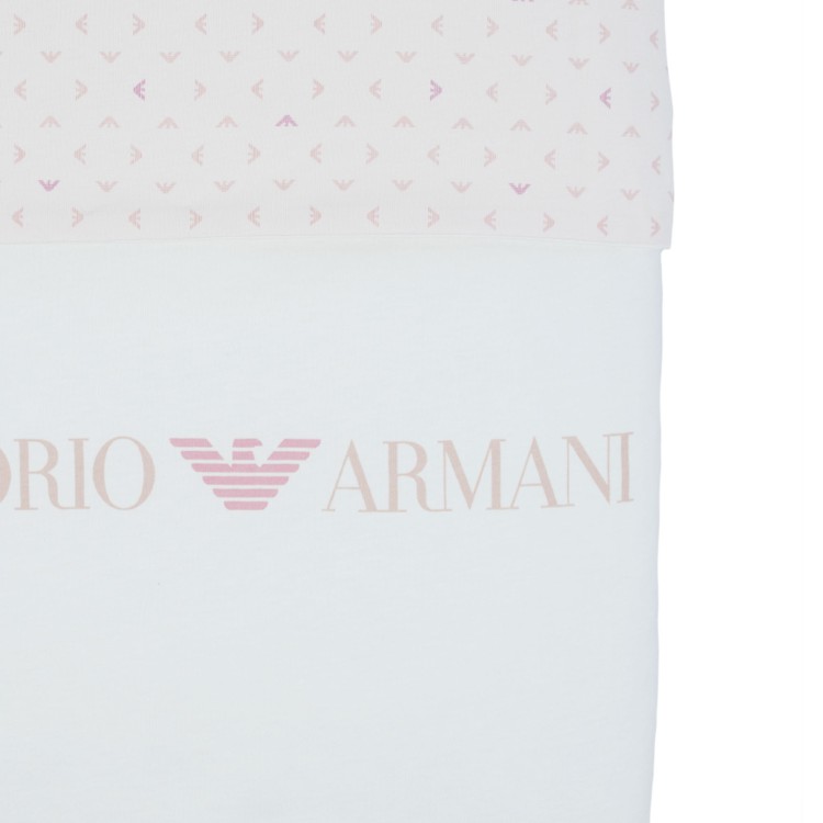 EMPORIO ARMANI Coperta imbottita double face panna rosa neonata