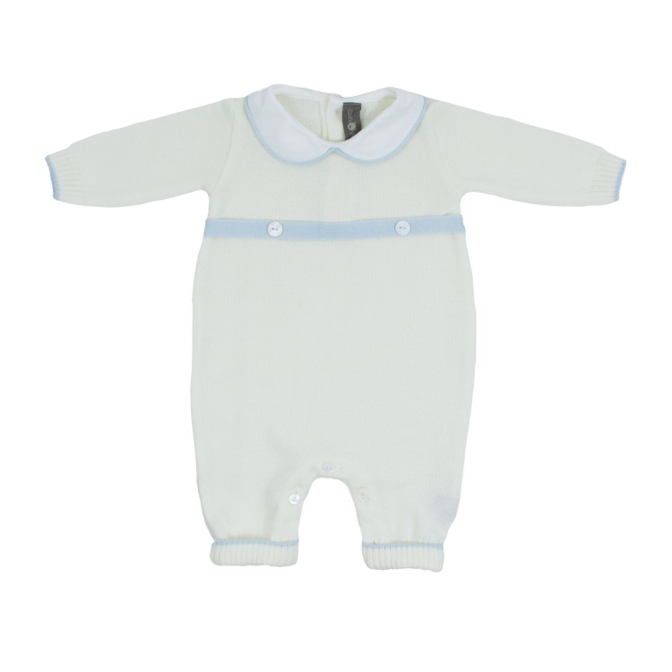 LITTLE BEAR Tutina in lana panna celeste neonato