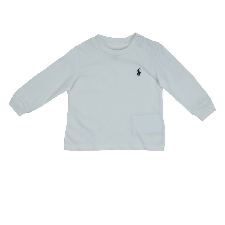 RALPH LAUREN T-shirt  manica lunga bianca neonato