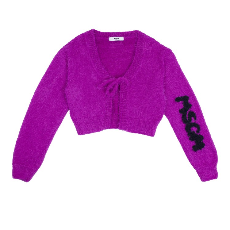 MSGM Cardigan in maglia fucsia bambina