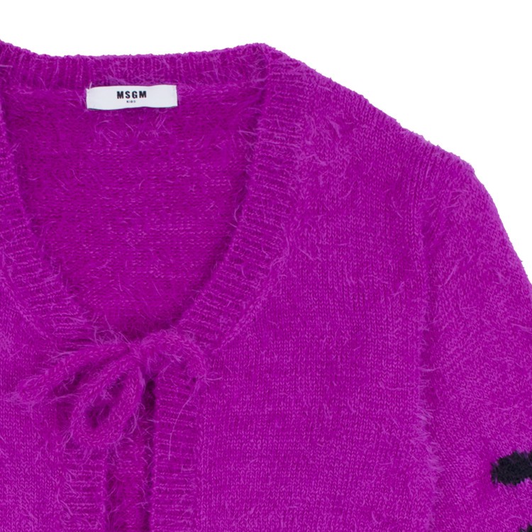 MSGM Cardigan in maglia fucsia bambina