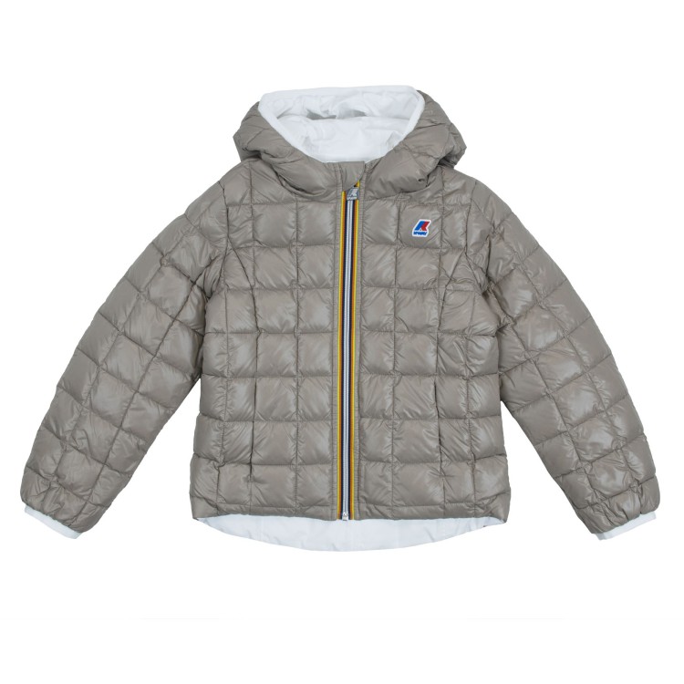 K-WAY Giubbino piuma double bianco  beige bambina