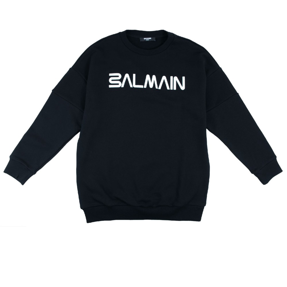 BALMAIN Felpa nera bambino