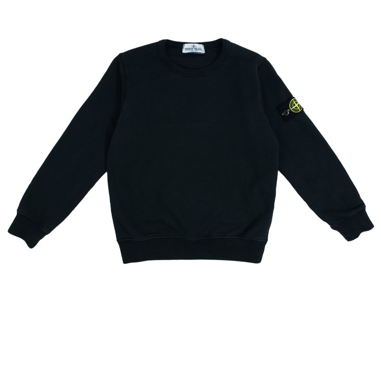 STONE ISLAND Felpa girocollo nera bambino