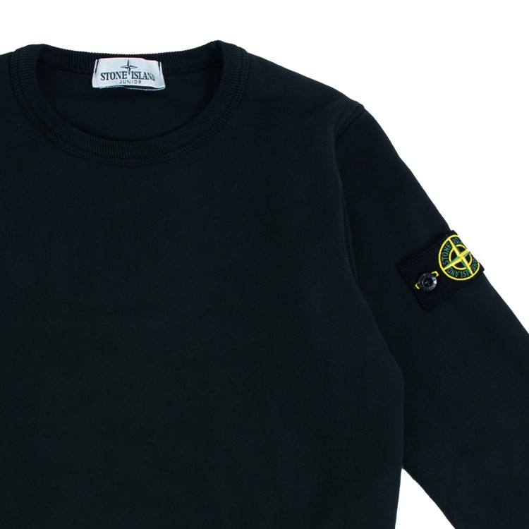 STONE ISLAND Felpa girocollo nera bambino