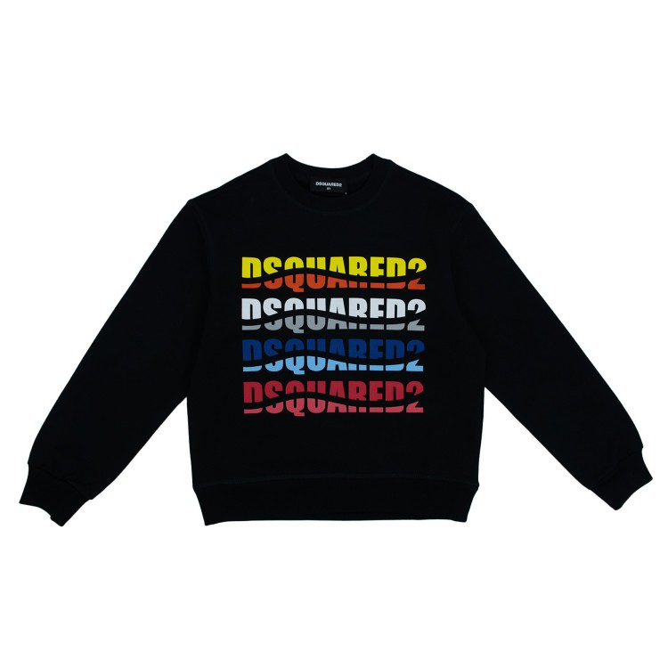 DSQUARED Felpa in cotone nera cotone bambino