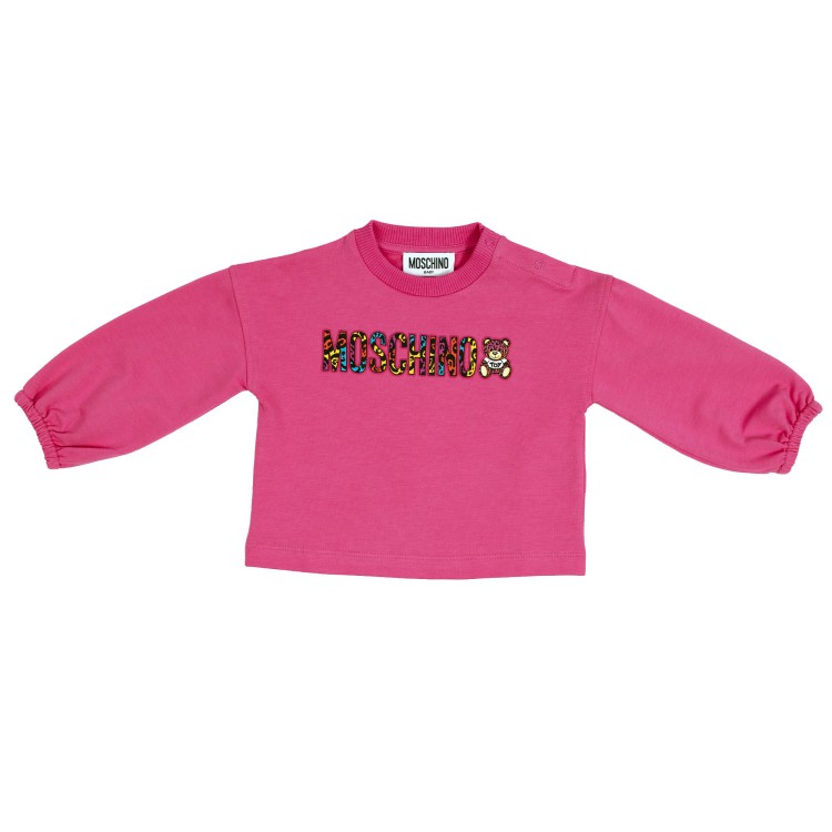 MOSCHINO Felpa fuxia stampata neonata