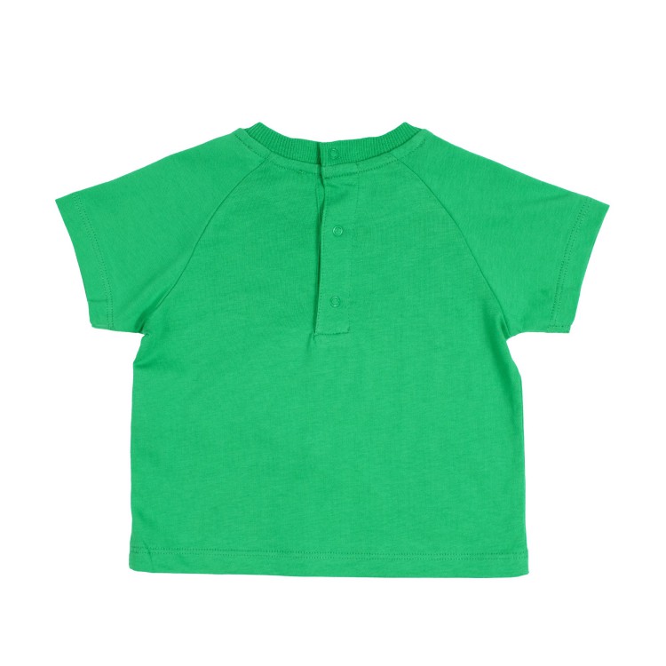 MOSCHINO T-shirt stampata in cotone verde neonato