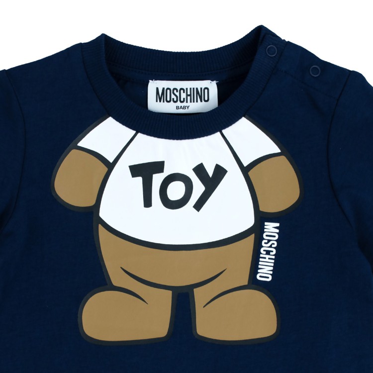 MOSCHINO T-shirt cotone blu stampata neonato