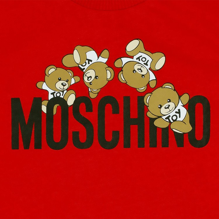 MOSCHINO T-shirt stampata in cotone rossa neonato