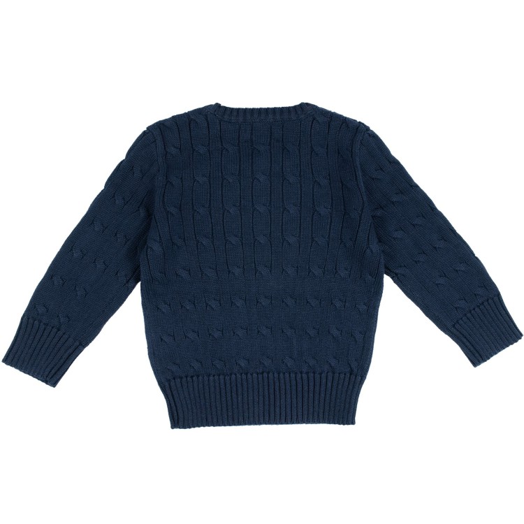 RALPH LAUREN Maglia in cotone a trecce blu bambino