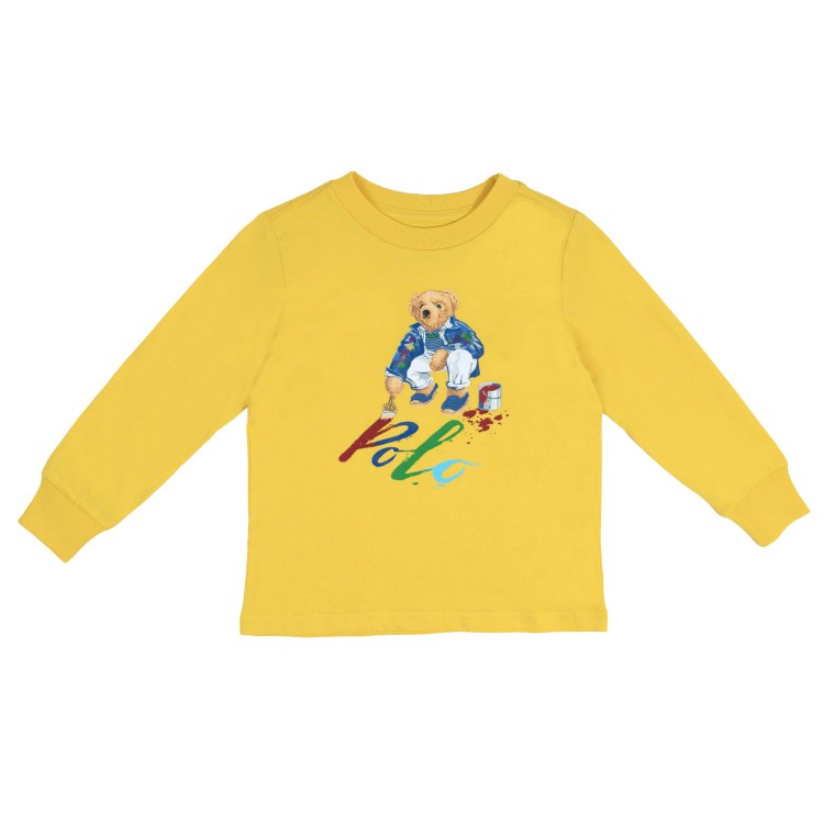 RALPH LAUREN t-shirt cotone giallo bambino