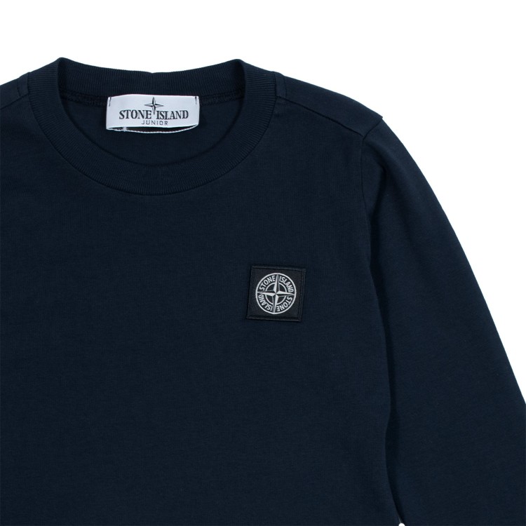 STONE ISLAND T-shirt a manica lunga di cotone blu bambino