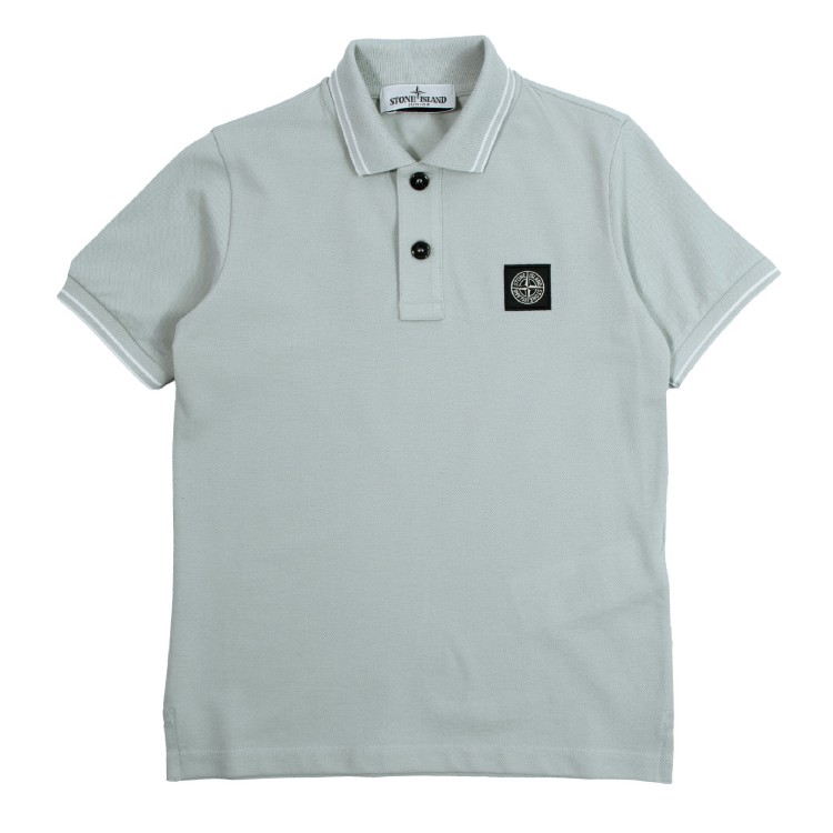 STONE ISLAND Polo shirt a manica corta  piqué grigio perla bambino