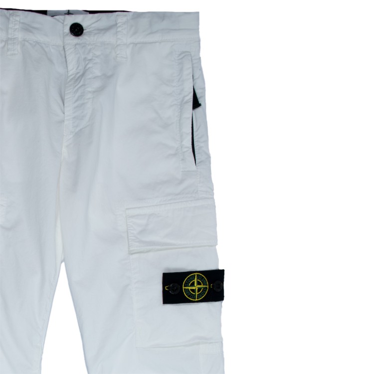 STONE ISLAND Pantaloni cargo in tela di cotone canvas bianco bambino