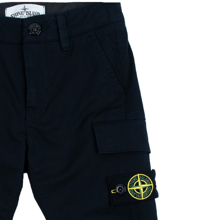 STONE ISLAND Pantaloni cargo in tela di cotone nero bambino