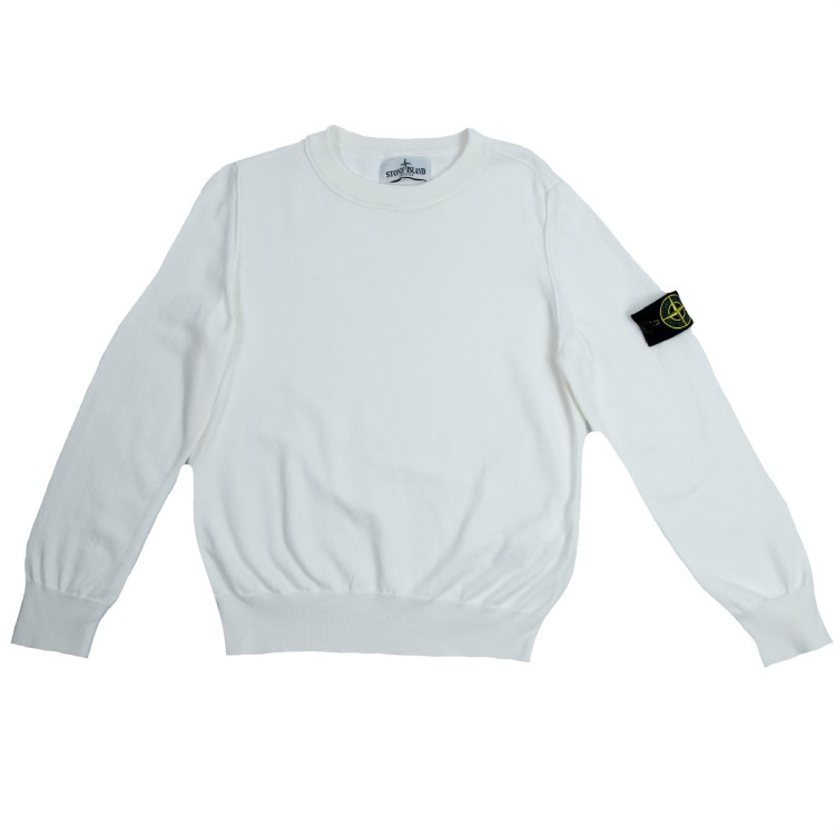 STONE ISLAND Maglia girocollo cotone bianco bambino