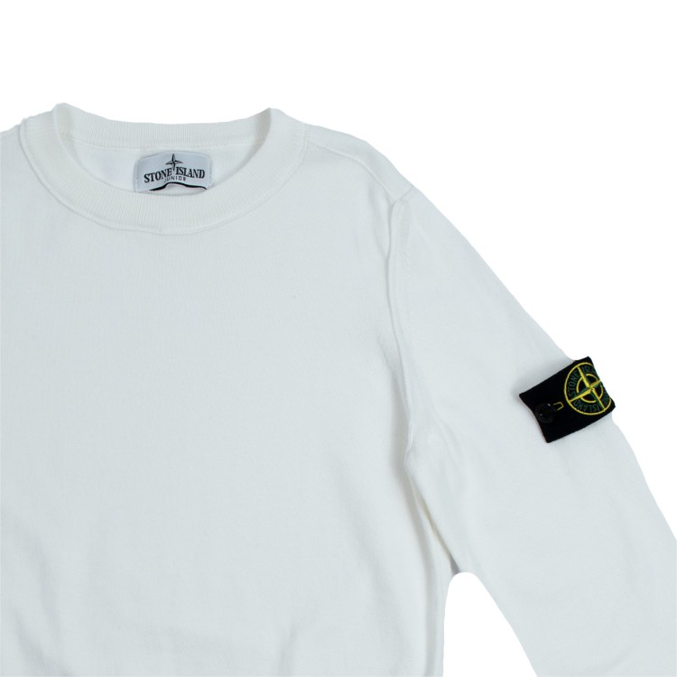 STONE ISLAND Maglia girocollo cotone bianco bambino