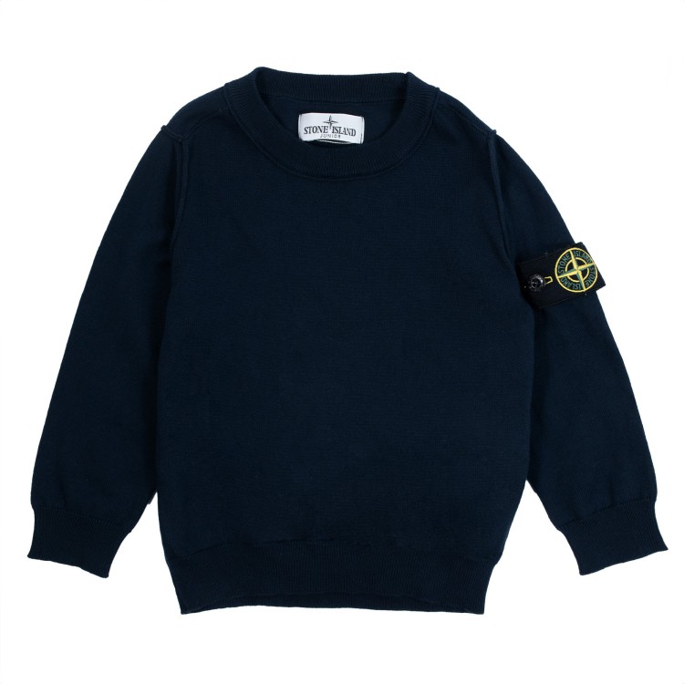 STONE ISLAND Maglia girocollo cotone blu bambino