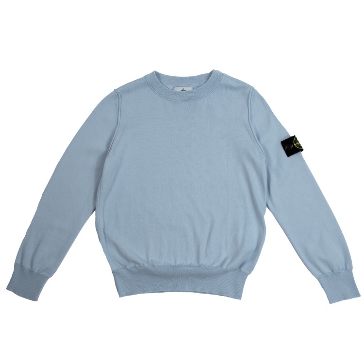 STONE ISLAND Maglia girocollo cotone azzurro bambino