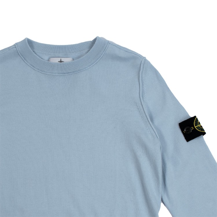 STONE ISLAND Maglia girocollo cotone azzurro bambino